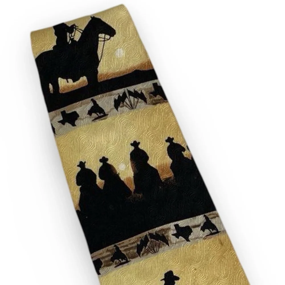 Limited Edition - Rockmount Mens Trail Riders Silhouette Silk Tie Gold